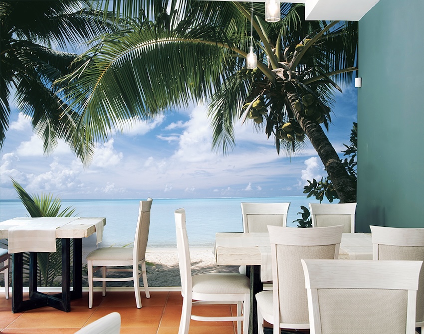 Coconut Palms Bora Bora Beach Cafe Wall Mural