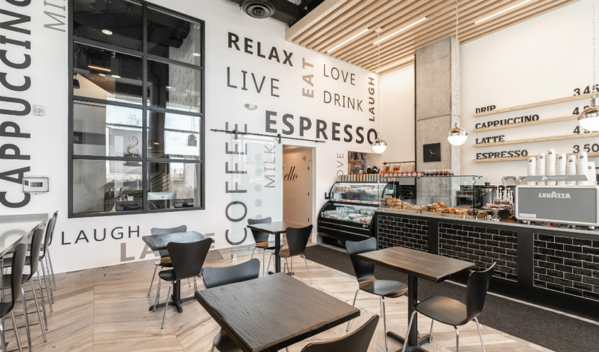 Coffee word cloud in a hotel coffee shop