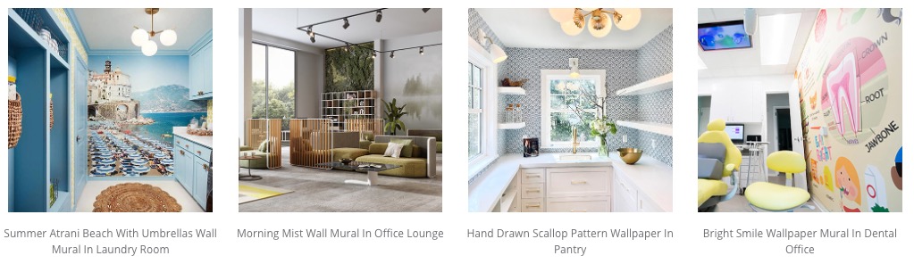 Four Examples Of Murals Used In Different Room Settings