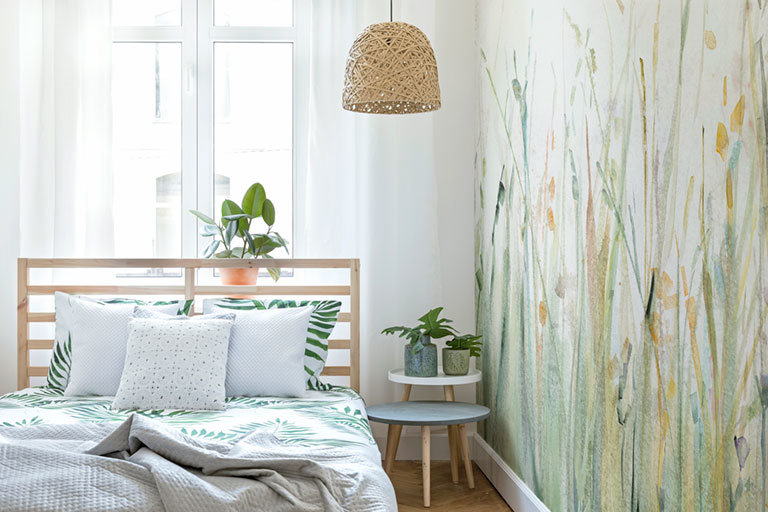 Spring Grasses I Mural Wallpaper in bedroom