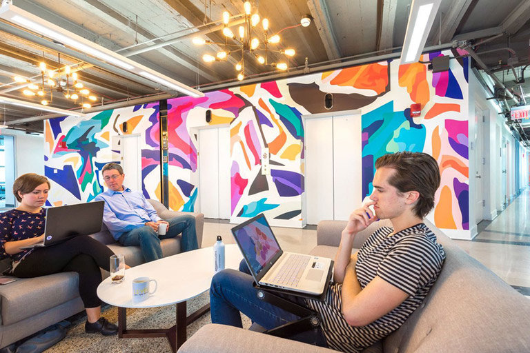 pattern mural in shared work space