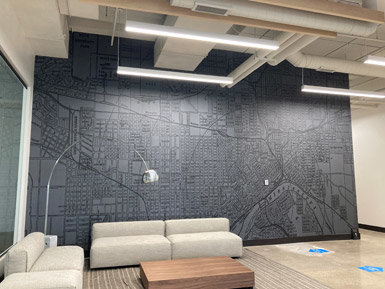 custom map mural in office