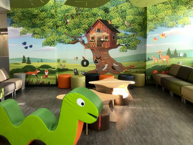 custom room wrap wall mural in pediatric waiting area