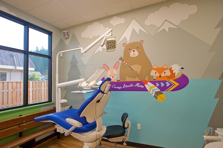 Forest animals in canoe custom pediatric dental mual